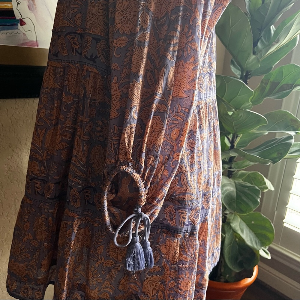 Cleobella Hattie Mini Dress Vine Block Print Boho Organic Cotton S - Picture 8 of 15